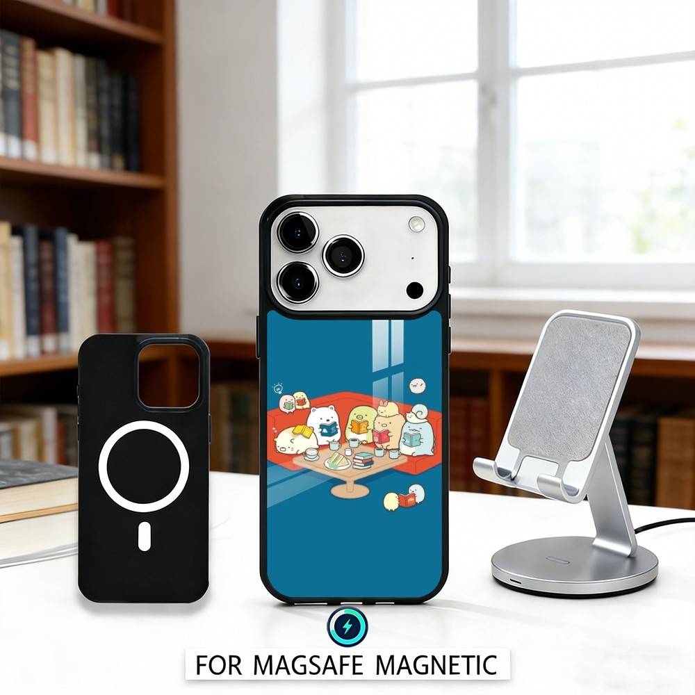 S-Sumikko Anime G-Gurashi Phone Case Magnetic For iPhone17 16 15 14 13 12 Pro Max For Magsafe Wireless Charging Cover