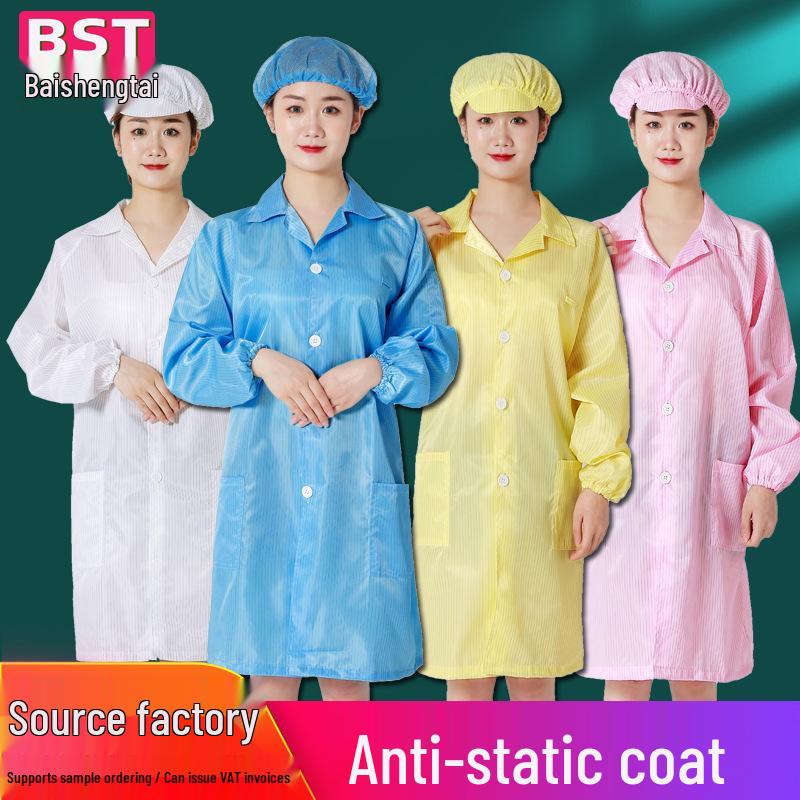 Anti-static Dustproof Long Gown - Blue/White Workshop Protective Workwear 2XL Blue