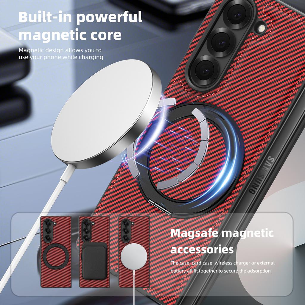 Suitable for Samsung ZFold6 Magnetic Rotary Bracket Mobile Phone Case Kevlar Zflip5 Folding Screen Anti-fall Protection Case