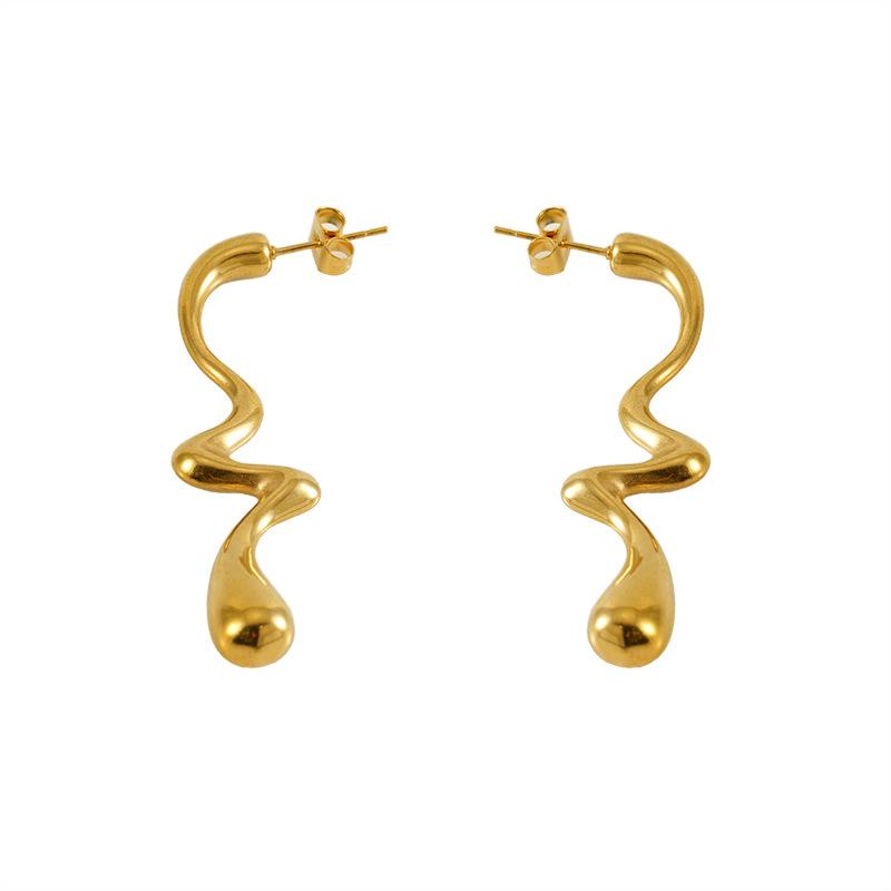 Lines twisted metal stud earrings temperament simple high sense trend women commuter party versatile earrings
