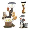 Wetterbeständige Rasenlampe Präzise Detailliert Harz Katze Hund Hase LED Solarleuchte für Zuhause