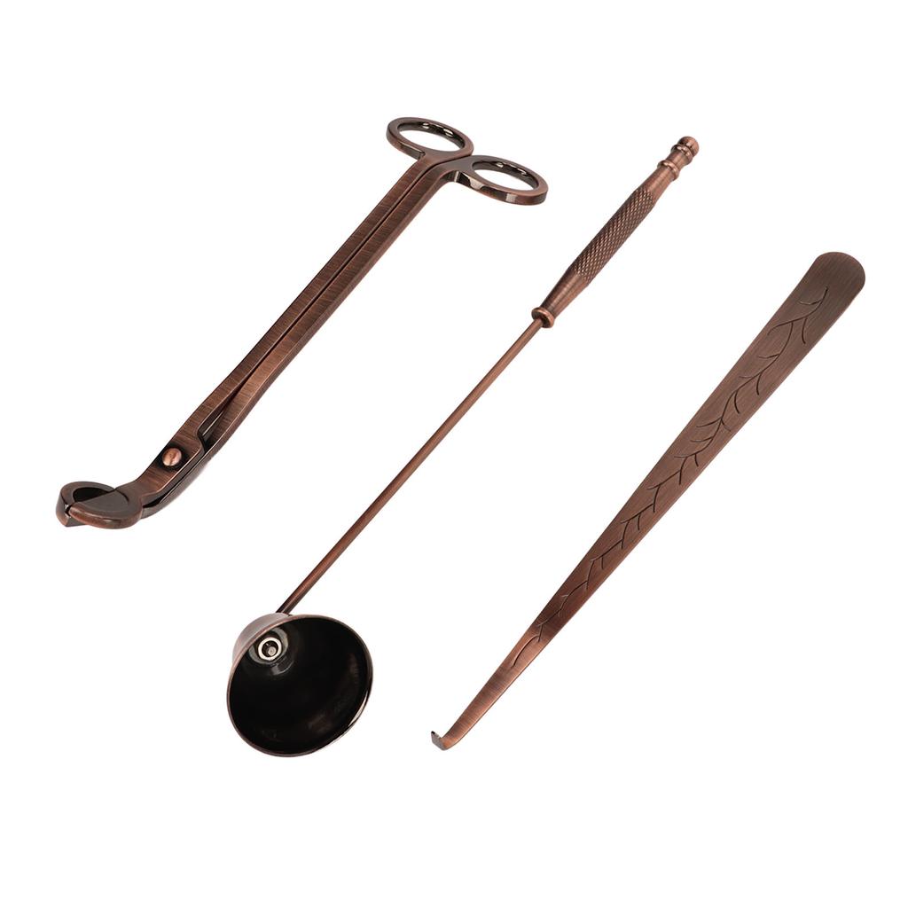 3pcs Candle Accessory Set Stainless Steel Care Kit 3 In 1 Bronze Scented Candles Trimmer Set