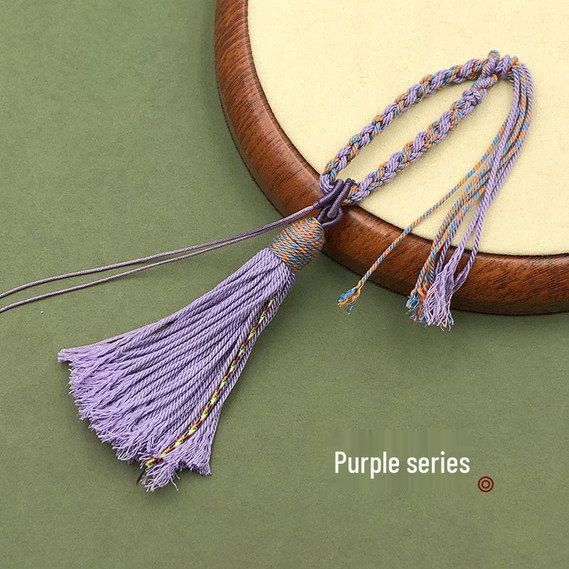 Tibetan Handwoven Cotton Tassel Keychain & Car Pendant with Four-Strand Braid