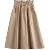 Spring/Summer 2025 Elegant Elastic Waist A-Line Button Skirt for Women