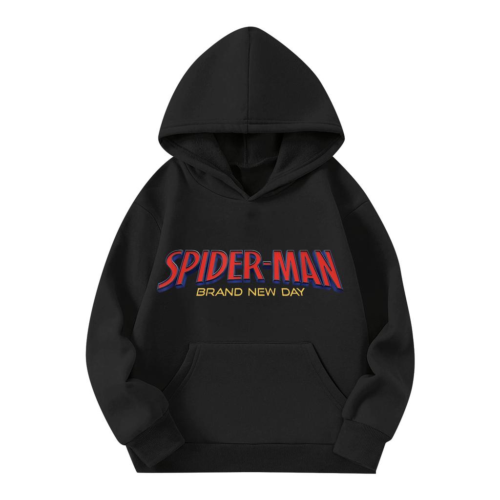Kids Long Sleeve Pullover Hoodie with Pocket Letter Print Loose Fit Top