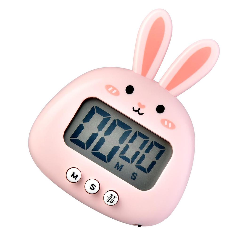 Digital Kitchen Timer Cute Bunny Magnetic Precise Easy Operation Clear Alarm Cooking Timer for Family School Office