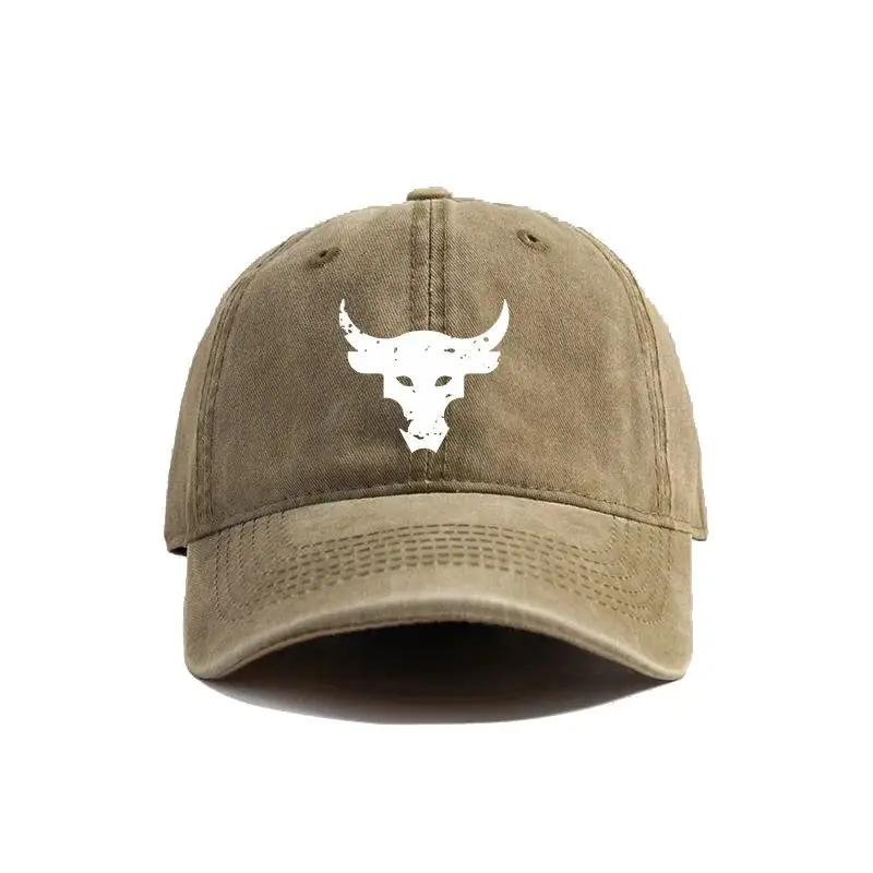 Dwayne Johnson Brahma Bull Baseball Cap Summer Distressed Dad Hats Men Outdoor Adjustable Cotton Caps Outdoor Sun Protection
