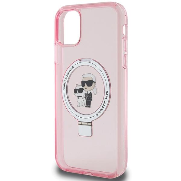 Karl Lagerfeld KLHMN61HMRSKCP iPhone 11 / Xr 6.1" Pink Hardcase Ring Stand Karl&Choupettte MagSafe