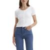 Levis Slim Fit Solid Color V-Neck Short Sleeve T-Shirt Women tops White A7182-0000
