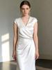 Haute Couture Satin V-Neck Cinched Waist Mermaid Dress