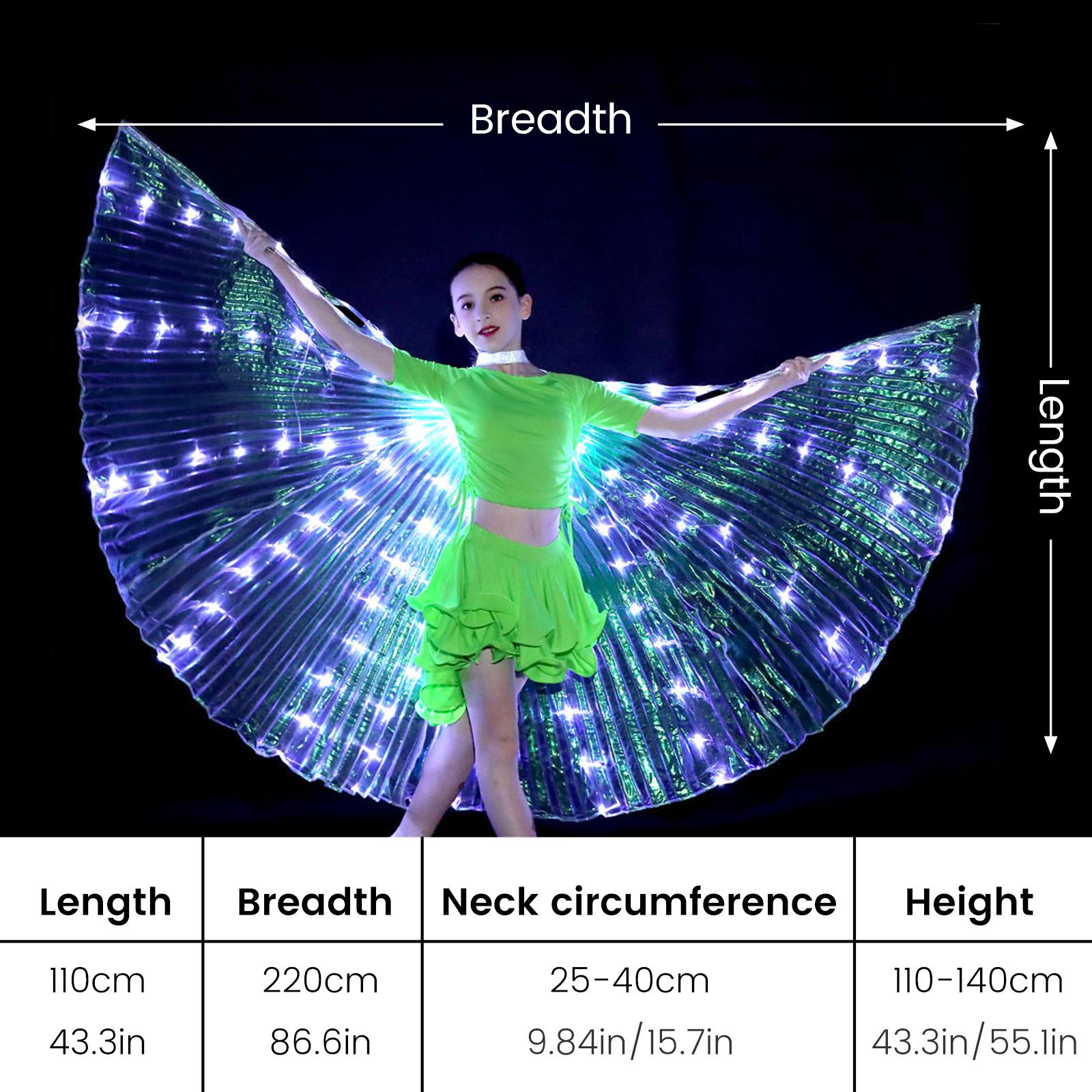 

Yellow LED Isis Wing with Telescopic Stick Belly Dance Butterfly Wings Glowing Light Up Costume for Halloween Christmas Party