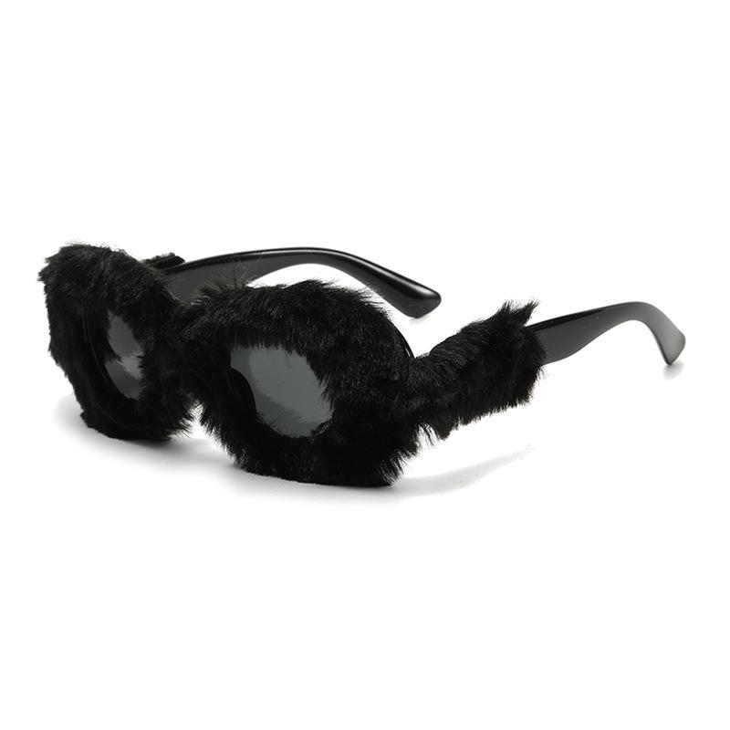 Soft Full Woollen Punk Sunglasses Women For Men Trend Fur Velvet Pink Sun Glasses Sexy Lady Luxury Brand Designer Eyeglasses