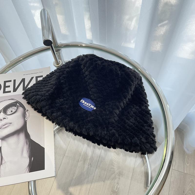 

Маленькая плюшевая панама женская осенне-зимняя темпераментная универсальная теплая защита ушей панама тренд Adult (56-58cm) чёрный