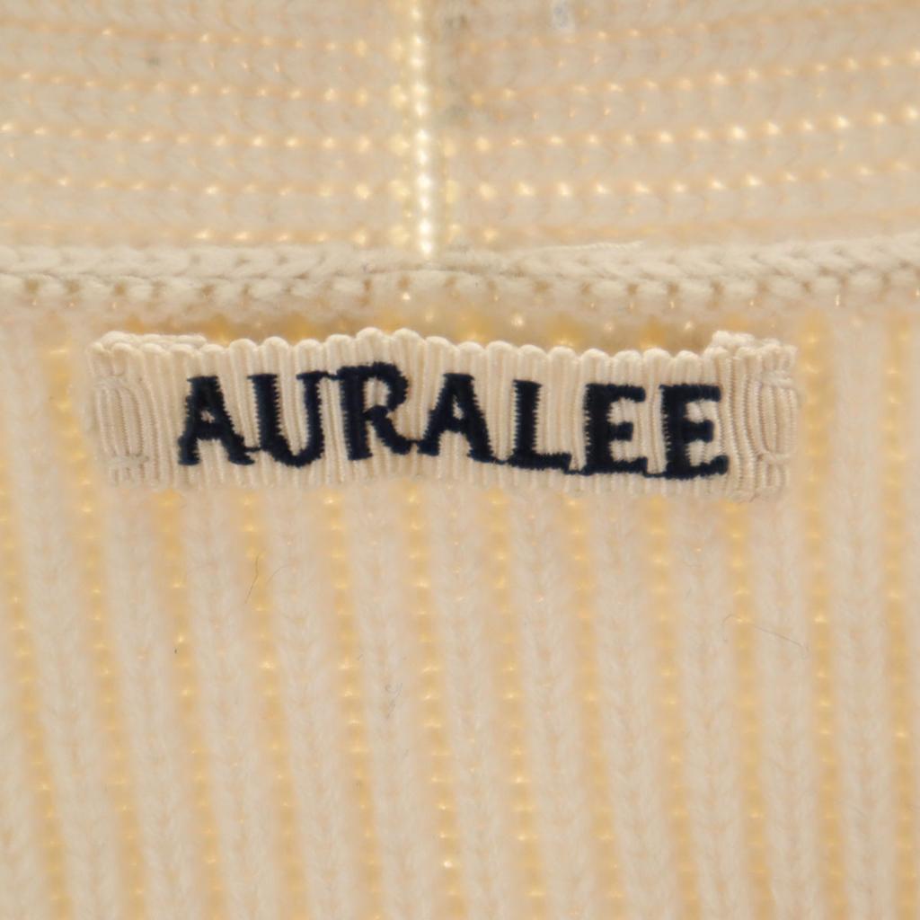 AURALEE made in Japan Long sleeve V neck sweater 1 beige Rib knit Women Used