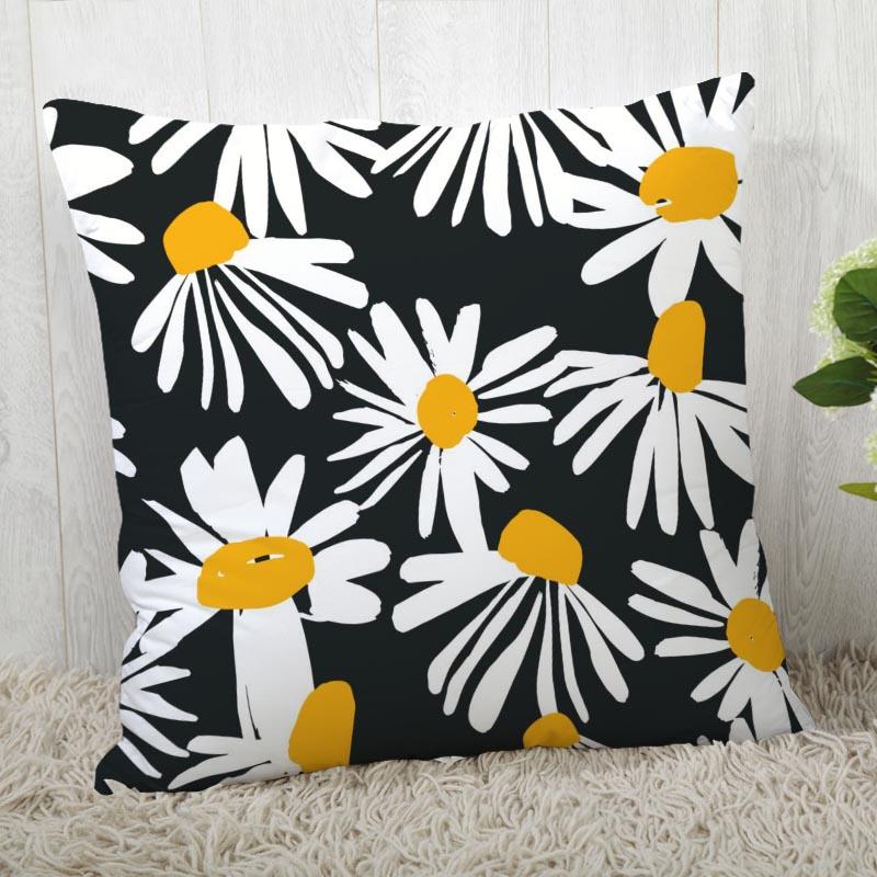 Chamomile Pillowcase Sofa Car Waist  Home Style Flower Landscape Cushion Cover