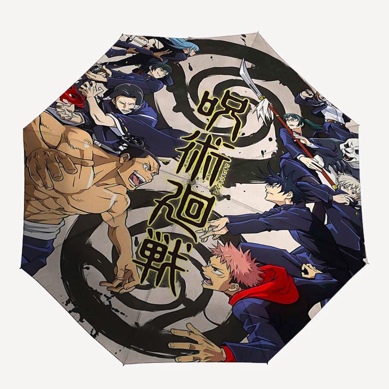 1pc Jujutsu Kaisen Outdoor Umbrella - Automatic Opening/Closing, Portable 3-Fold Design with 8-Rib Iron Frame - Perfect Gift for Fans, Travelers, Dail