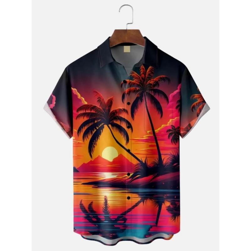 2026 Summer New Men's Top 3D Digital Printed Abstract Hawaiian Collar Short Sleeve Shirt