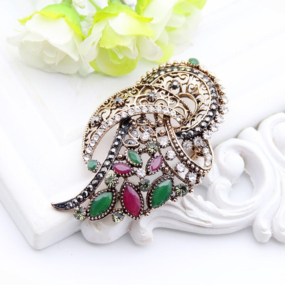 

Модная брошь с серым камнем с цветочным принтом, женская брошь в стиле антикварного золота с кристаллами на лацкане, булавка для шарфа, ювелирные изделия, оптовая продажа