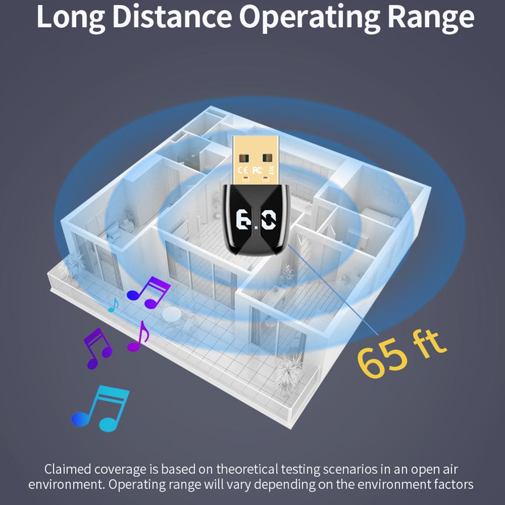 BT 6.0 Adapter Wireless BT Transmitter Receiver Plug and Play Wireless Dongle for PC Speaker Wireless Mouse Keyboard