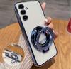 Luxury For Magsafe Wireless Charging Case For iPhone 11 12 13 14 15 Pro Max Plus Glitter Magnetic Ring Bracket Transparent Cover