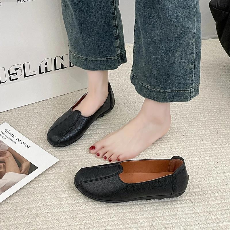 2024 High-quality Hot-selling Solid Color Non-lace-up Cuff Fashion Round-toe Shallow Slip-on Versatile Women's Shoes Zapatos