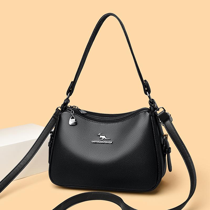 Dumpling bag one shoulder crossbody handbag four seasons new soft leather fashion, versatile bag women s black чёрный