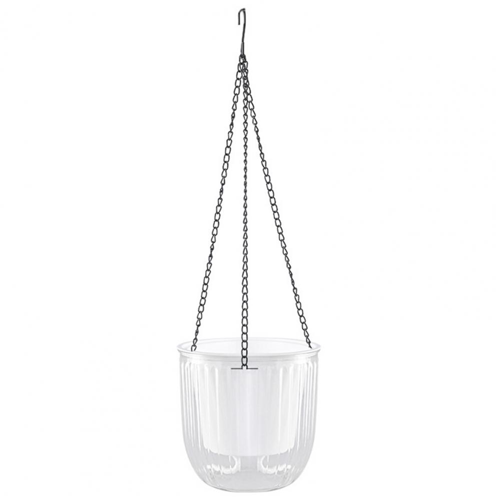 1 Set Hanging Flowerpot Self-Watering Visible Water Level Hanging Planter Pot Basket with Drainage Holes for Indoor Outdoor