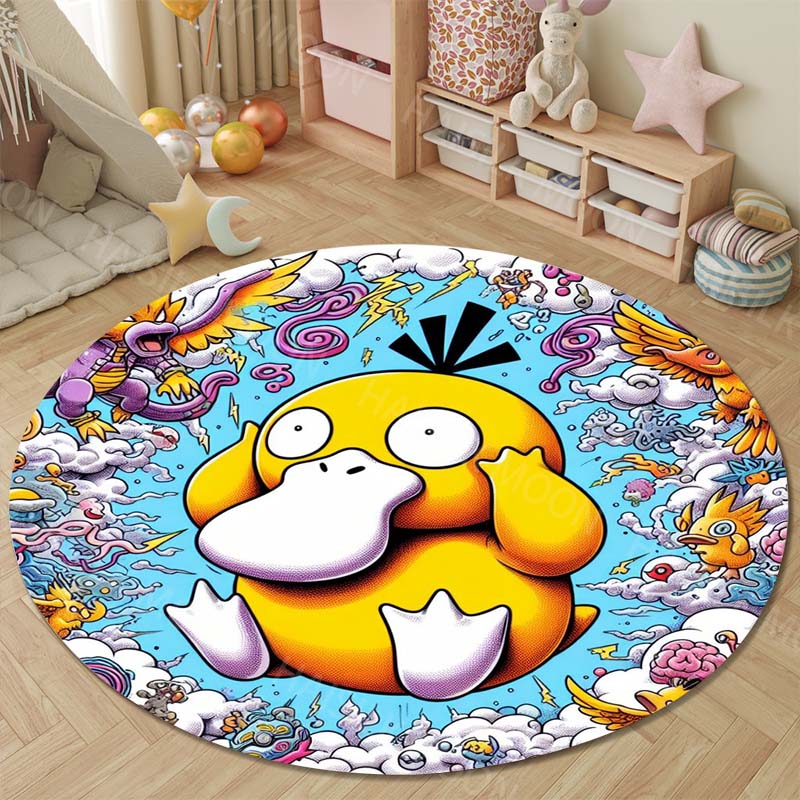 Multiple Styles Pokemon Psyduck Round Rugs for Living Room Bedroom Floor Mats Kids Room Sofa Chair Mat Carpet Home Decor