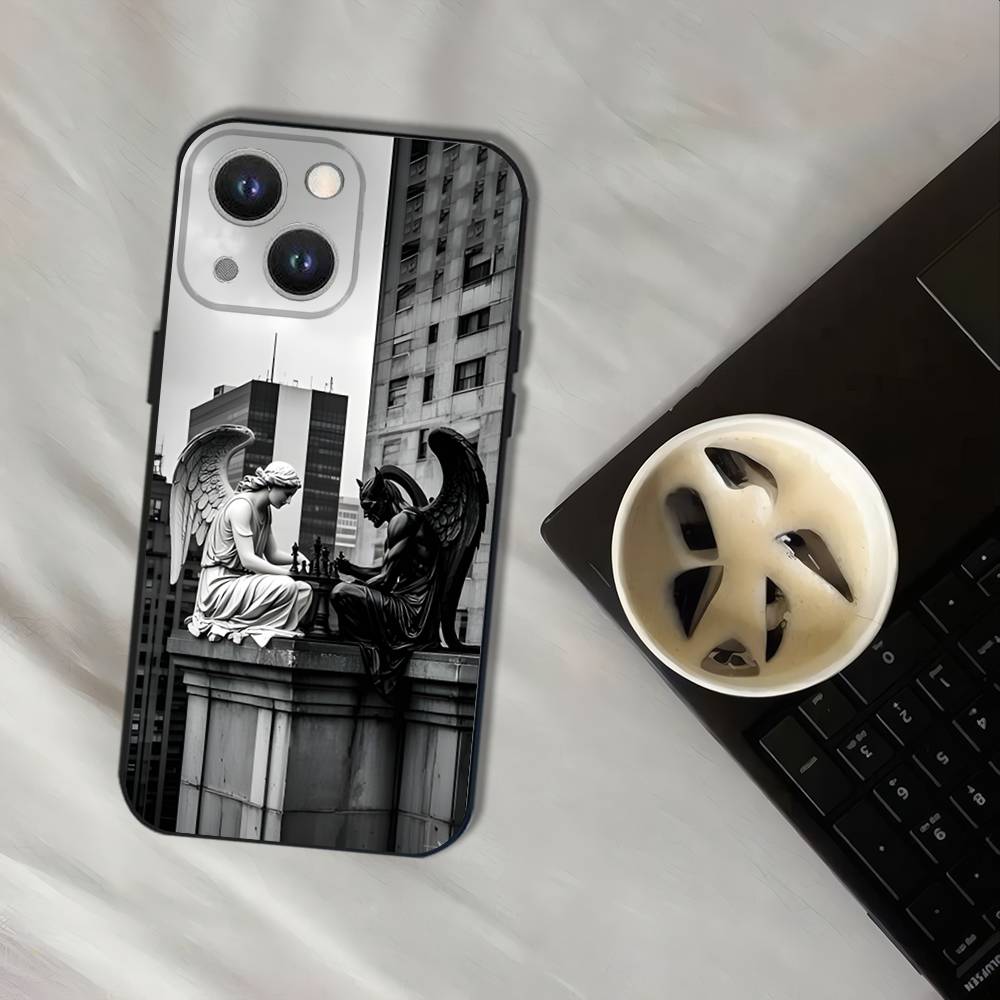 Chess Phone Case For iPhone 17,16,15,14,13,12,11,Pro,XS,Max,XR,Plus,E,SE4,Mini Black Soft Cover