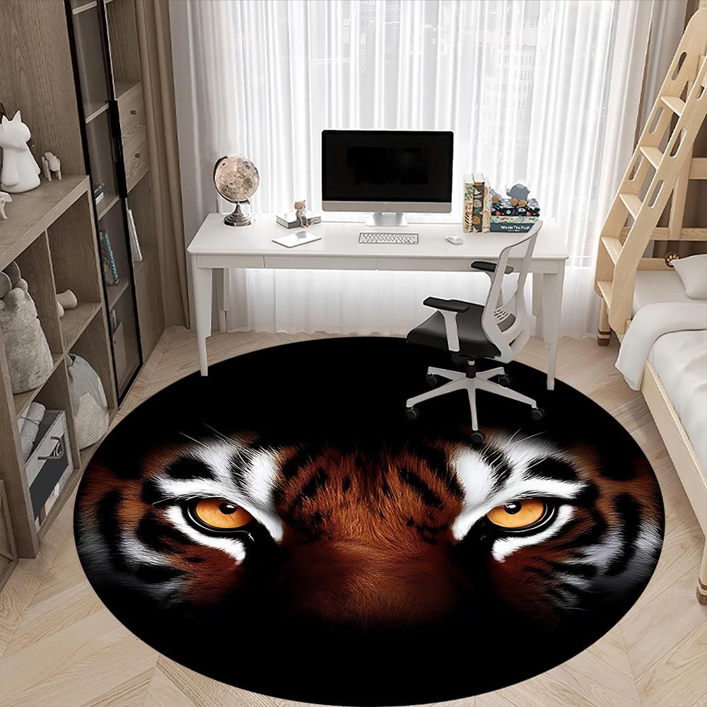 1PC Tiger Eyes Office Round Rug, Non slip, Soft and Durable Office Rug for Interior Decoration, Perfect for Office