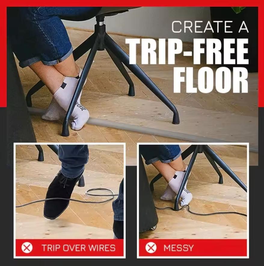 1Roll 1/3meters Floor Cord Cover Self-Adhesive Cord Protector Extension Wiring Duct Protector Electric Wire Slot Cable Manage
