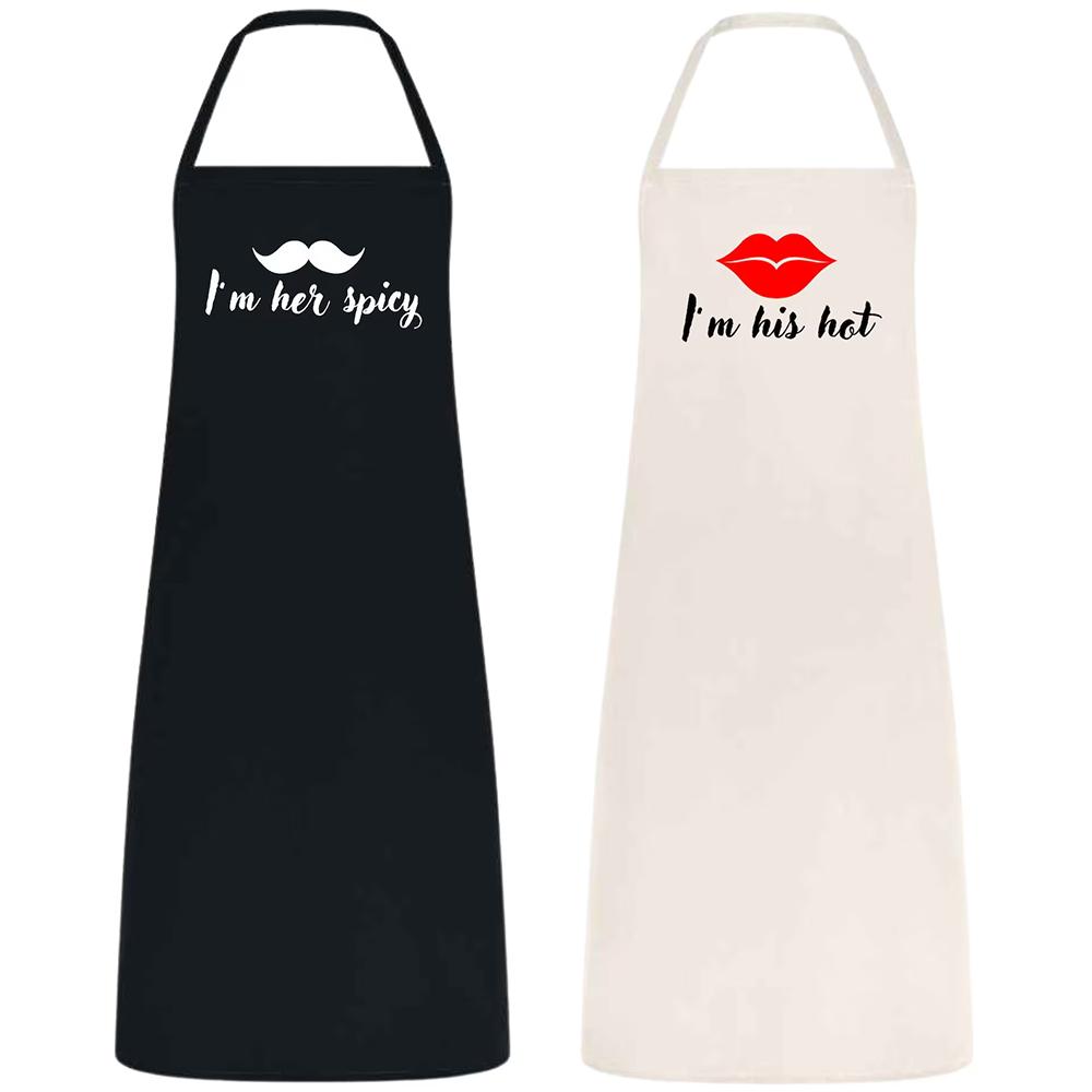Mr&Mrs Couples Aprons "I'm Her Spicy I'm His Hot" Wedding Anniversary Gift for Newlywed Engagement Bridal Shower Married Couples