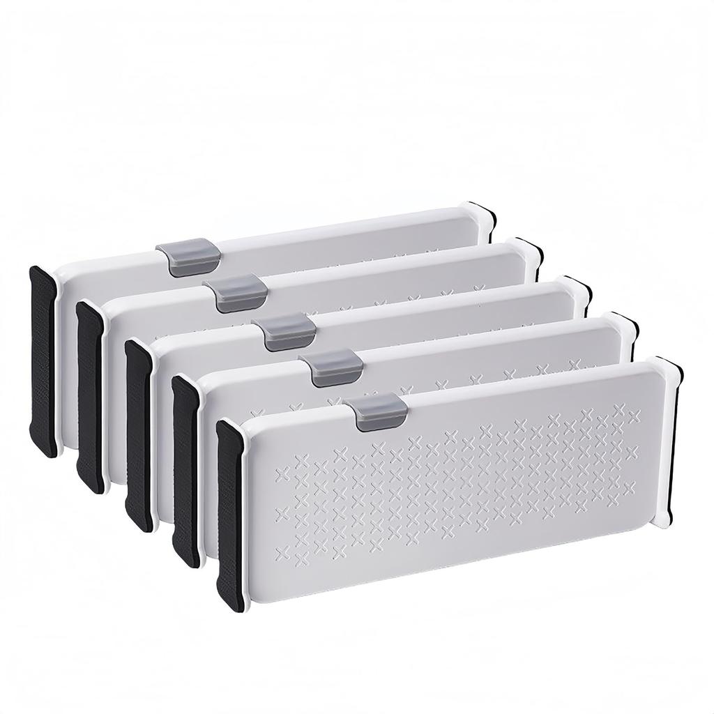 Bofular Extendable Drawer Set of ABS Freely Storage Small Item Slim Easy Installation Dividers, 5, Resin, Combinable, Organizer, Sorting, Adjustable,