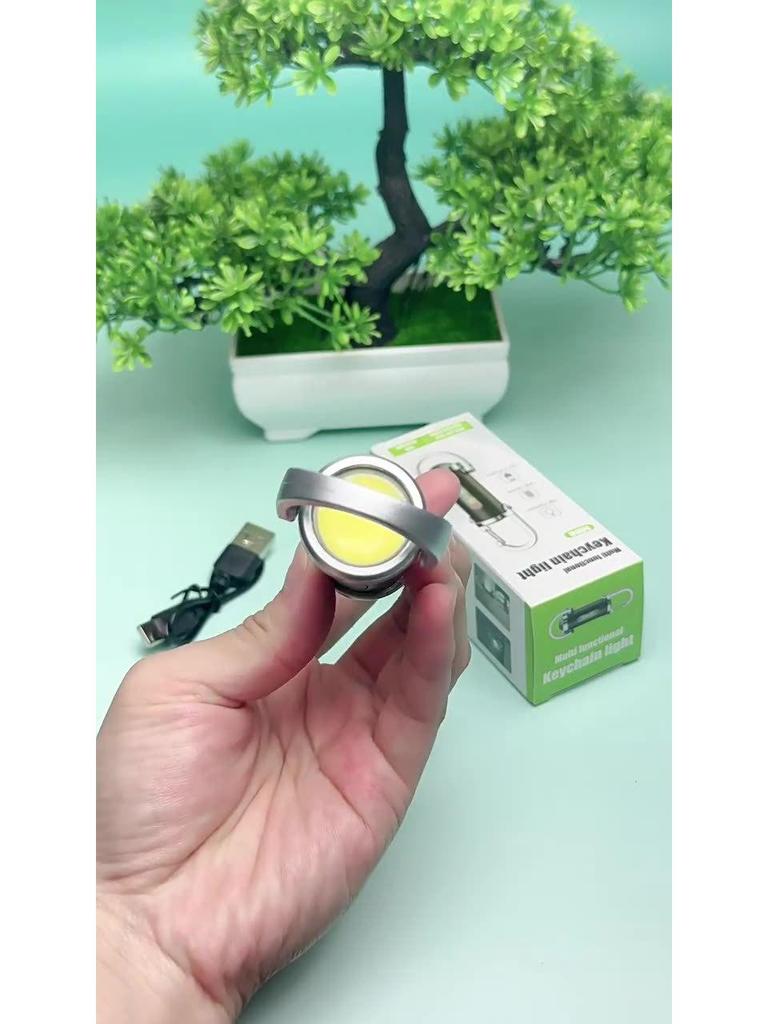 Multifunctional Waterproof COB Keychain Light - Outdoor Portable Emergency Black Flashlight