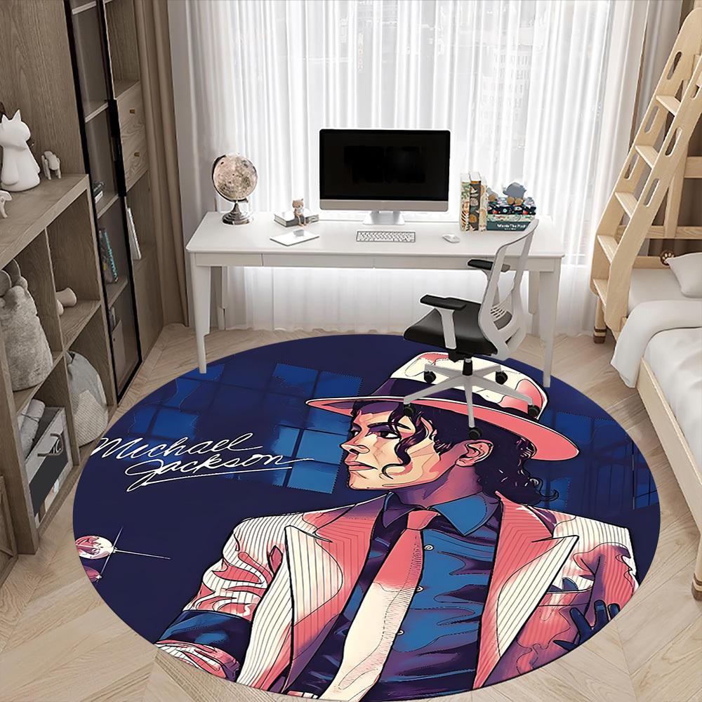 1 Stück Michael Joseph Jackson Büro Runder Teppich, Unter Bürostühlen Schlafzimmer Wohnzimmer Heimdekoration a1022304