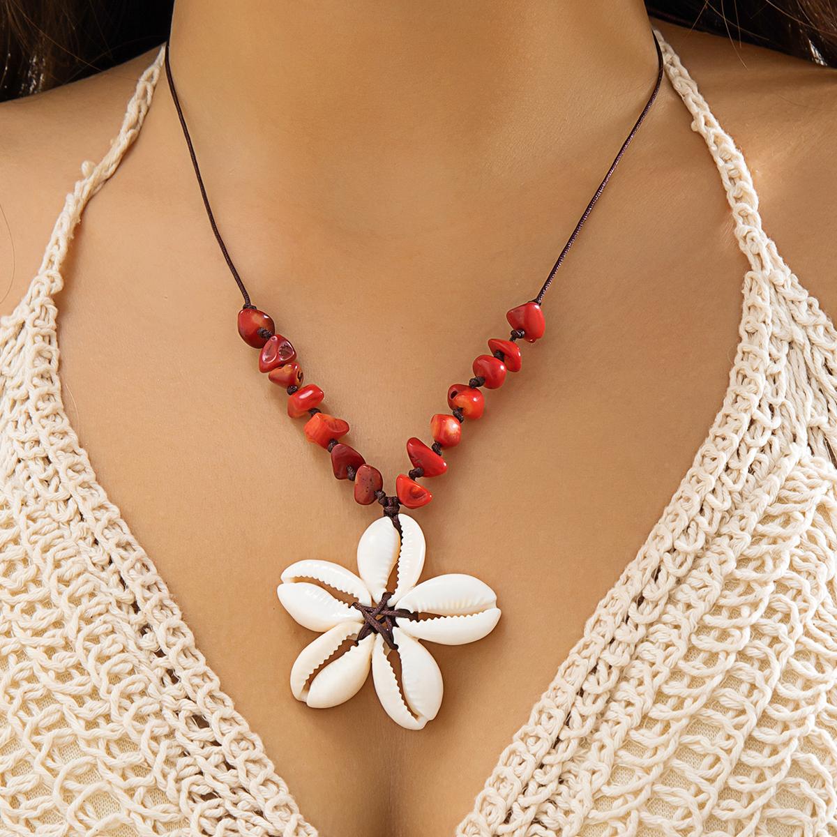 

Ingemark Bohemian Big Flower Pendant Pendant Choker Necklace for Women Trendy Red Rope Adjustable Chain Aesthetics Jewelry Gift