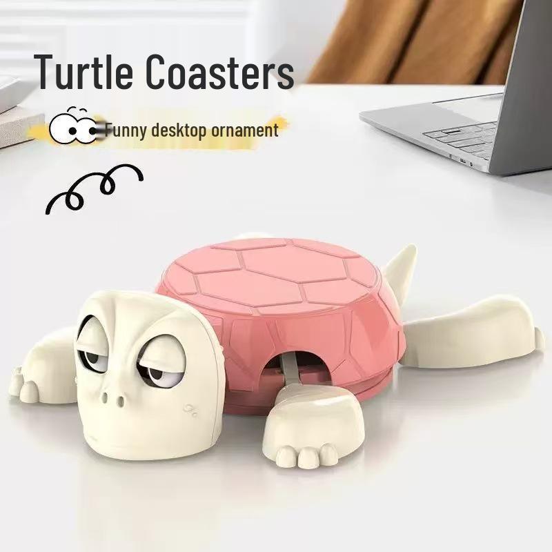 

Креативный забавный подстаканник в виде черепахи с нажимающимися выпученными глазами розовый