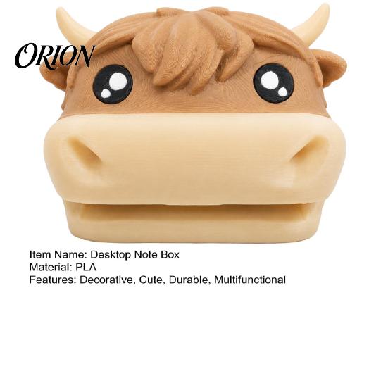 Cute Office Desk Accessories 3D Printed Highland Cow Sticky Note Holder, Desktop Box Small Memo Pad Holder for and Classroom Supplies, Cartoon