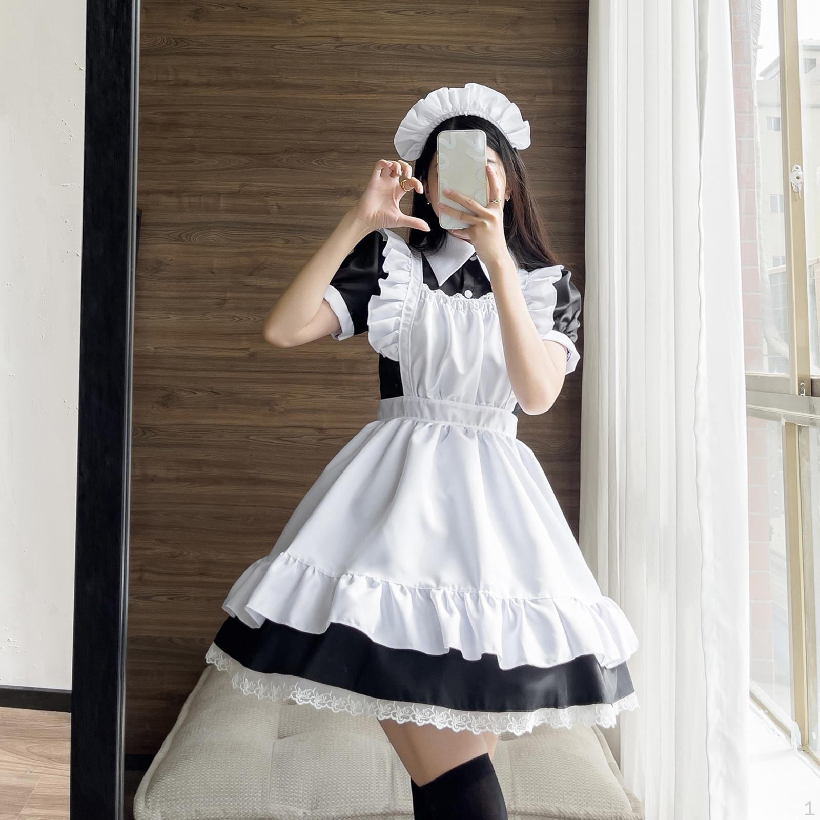 

Classic Maid Costume for Halloween Fancy Dress Japanese Anime Outfit Party M
