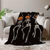 Spooky Pumpkin Skeletons Halloween Theme Blanket - Cozy Warm Holiday Decorative Throw for Naps, Camping, Travel & Car