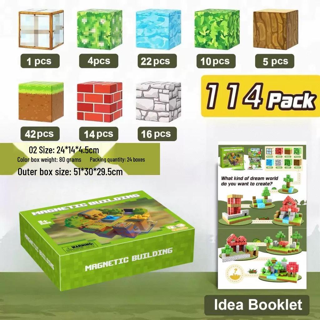 Minecraft Magnetic Cube Building Blocks - Children's Primitive Forest Construction Toy