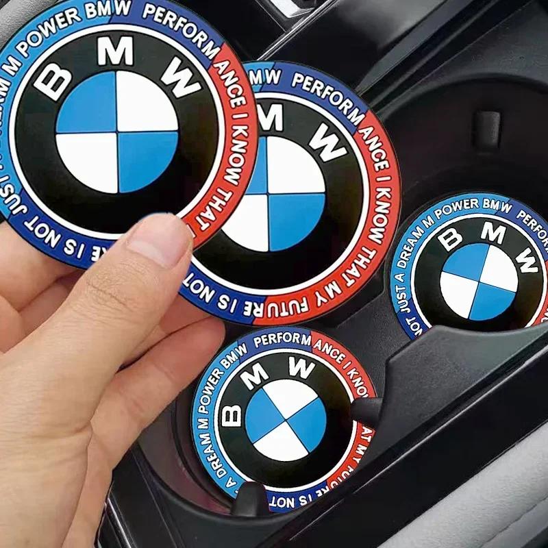 KXUOB1 Car Sticker 2/4Pcs Car Coasters Silicone Anti-Slip Water Cup Mat Drink Pad For BMW 1 3 4 5 7 Series X3 X5 X7 G30 G32 G01 G02 G05