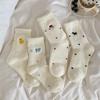 Autumn and Winter Australian Velvet Medium Tube Velvet Thickened White Cute Cartoon Embroidery Color Dots Versatile Lace Socks Children