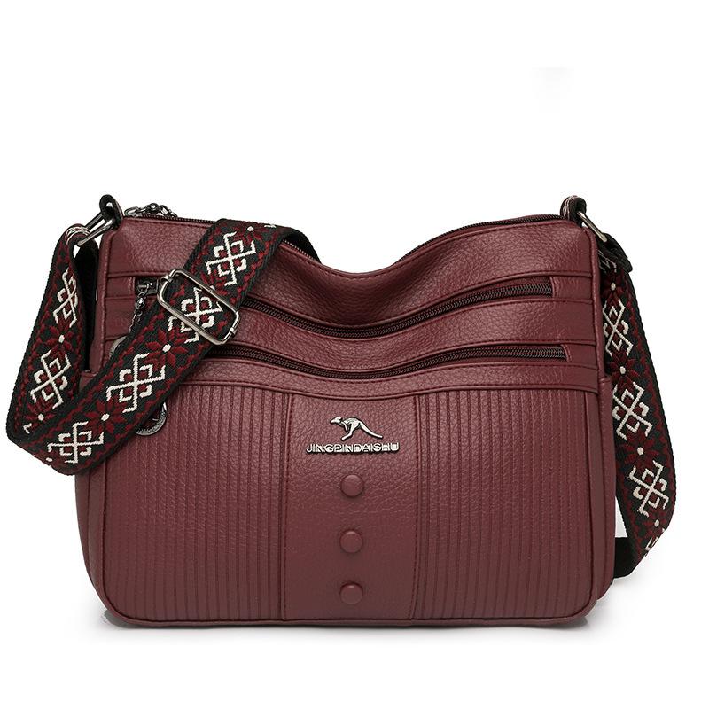 Fashionable and Simple Multi-layer Crossbody Bag, Soft Leather Single-shoulder Bag, Women's Underarm Bag