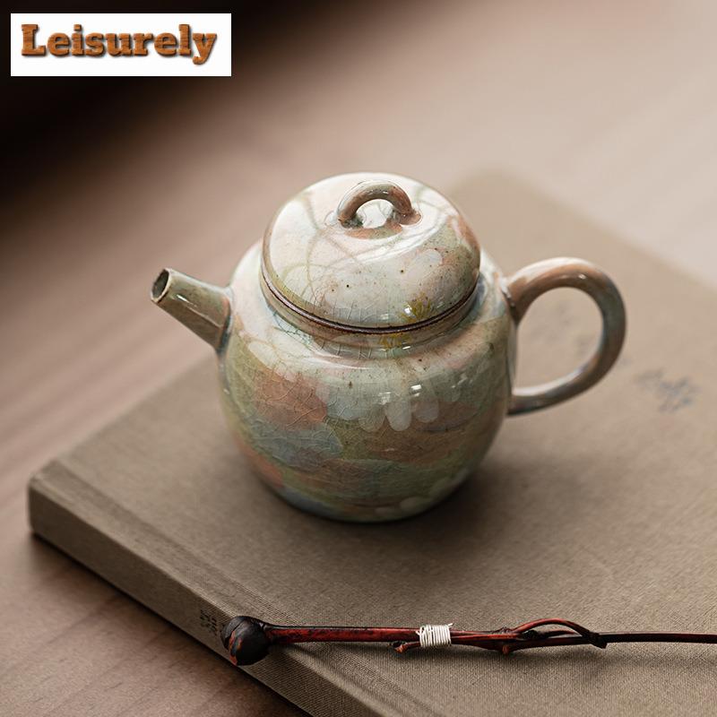 Handmålad Kamomill Keramisk Tekanna Estetisk Isprickig Glasyr Te-infuseringskanna Tekanna Med Sil Te-set Gåvor