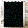 Blue Neon Geometric Diamond Bath Shower Curtain Waterproof Decorative Rug Mat For Home Bathroom Black Blue