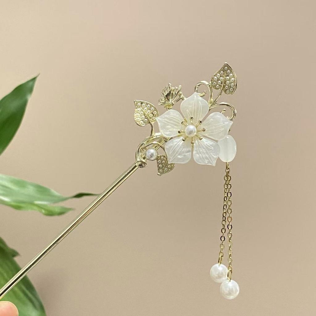 Fairy Spring Element Hairpin For Women Exquisite Flower Tassel Hair Stick Elegant Metal Jewelry Hair Accessories Hanfu Hair Pins