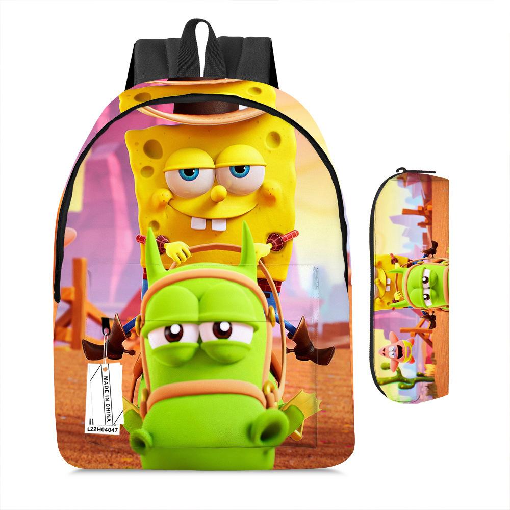 Spongebob Squarepants Children'S School Bag Male And Female Students Backpack Kindergarten Cute Cartoon Backpack Pencil Bag