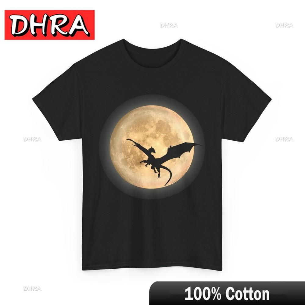 Dragon with Moon T-Shirt Dragons Lovers Japanese Culture Women Men Shirt Cool Tshirts Unique Stylish Funny Tee Printed for Gifts