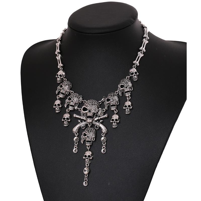 

Классический винтажный пиратский скелет череп колье кулон для женщин мужчин ретро горный хрусталь байкер готический панк вечеринка ювелирные изделия